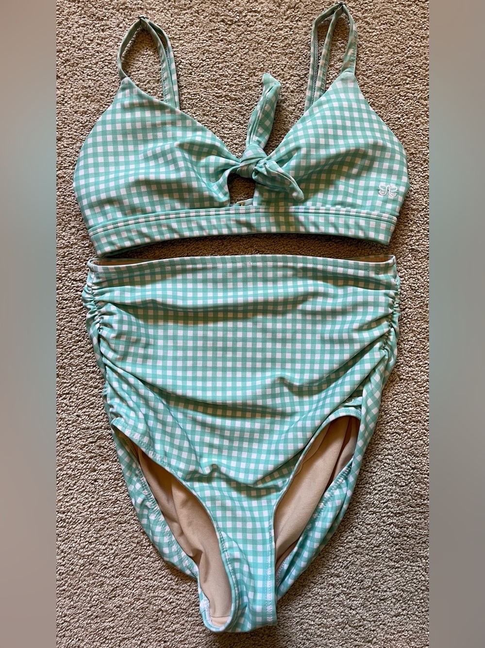 Women’s Albion Fit Aqua Gingham Swim Bikini - XS